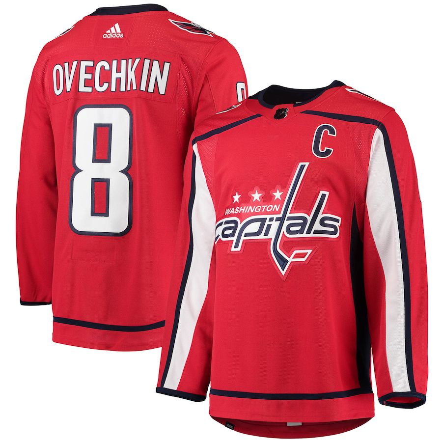 Men Washington Capitals #8 Alexander Ovechkin adidas Red Home Captain Patch Primegreen Authentic Pro Player NHL Jersey